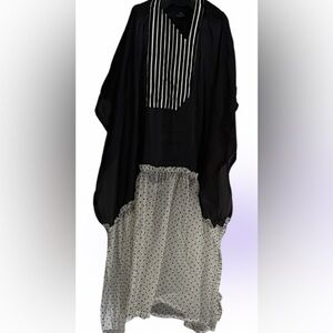 Luxury agbada silk sheer polka dot kaftan maxi dress